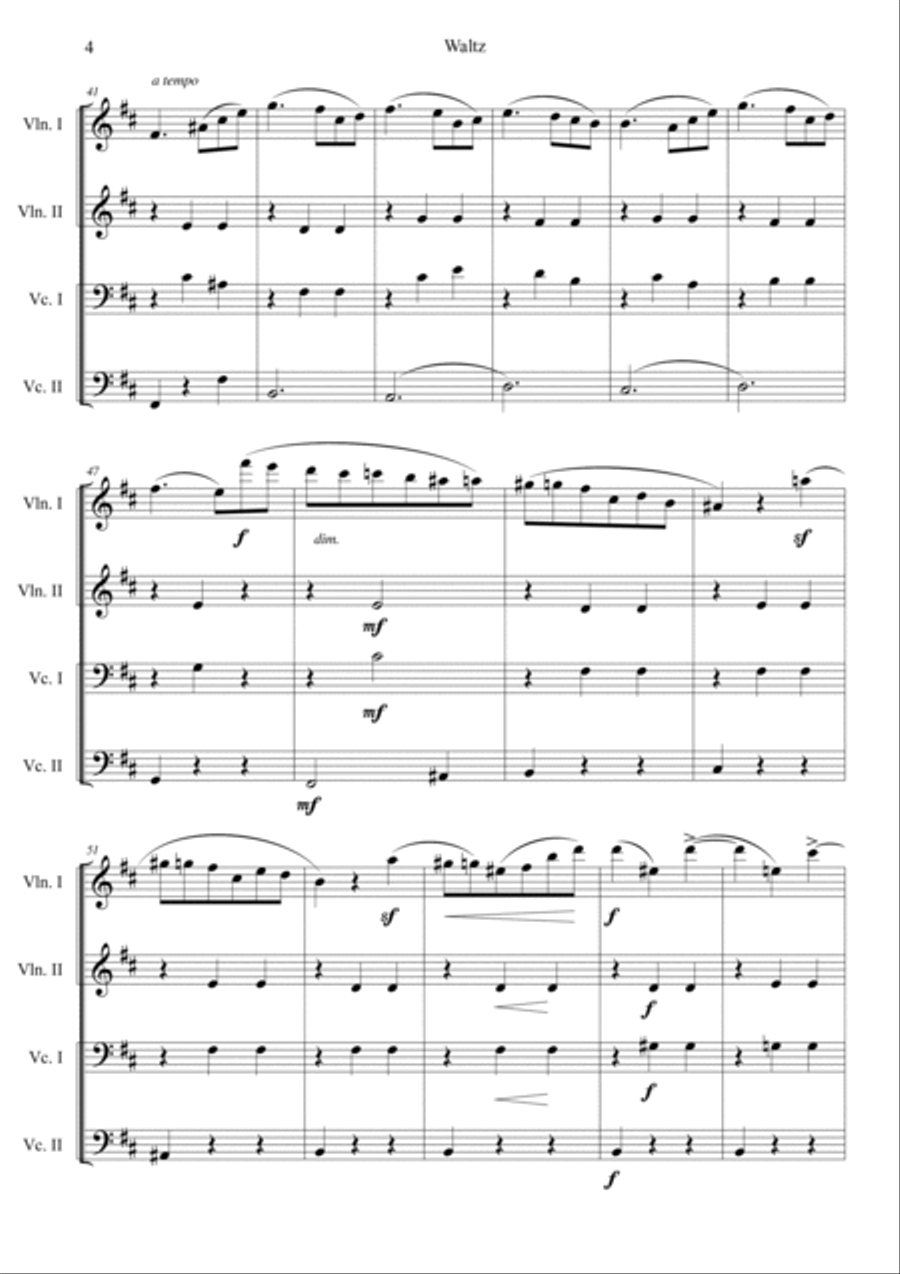 Waltz No.10 in B Minor Op.69, No.2 String Quartet scores gallery preview page 4