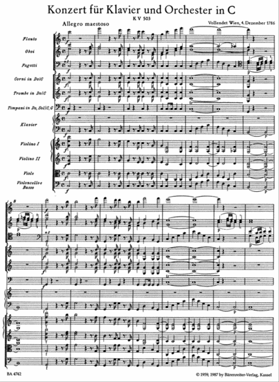 Concerto for Piano and Orchestra, No. 25 C major, KV 503 Orchestra scores gallery preview page 2