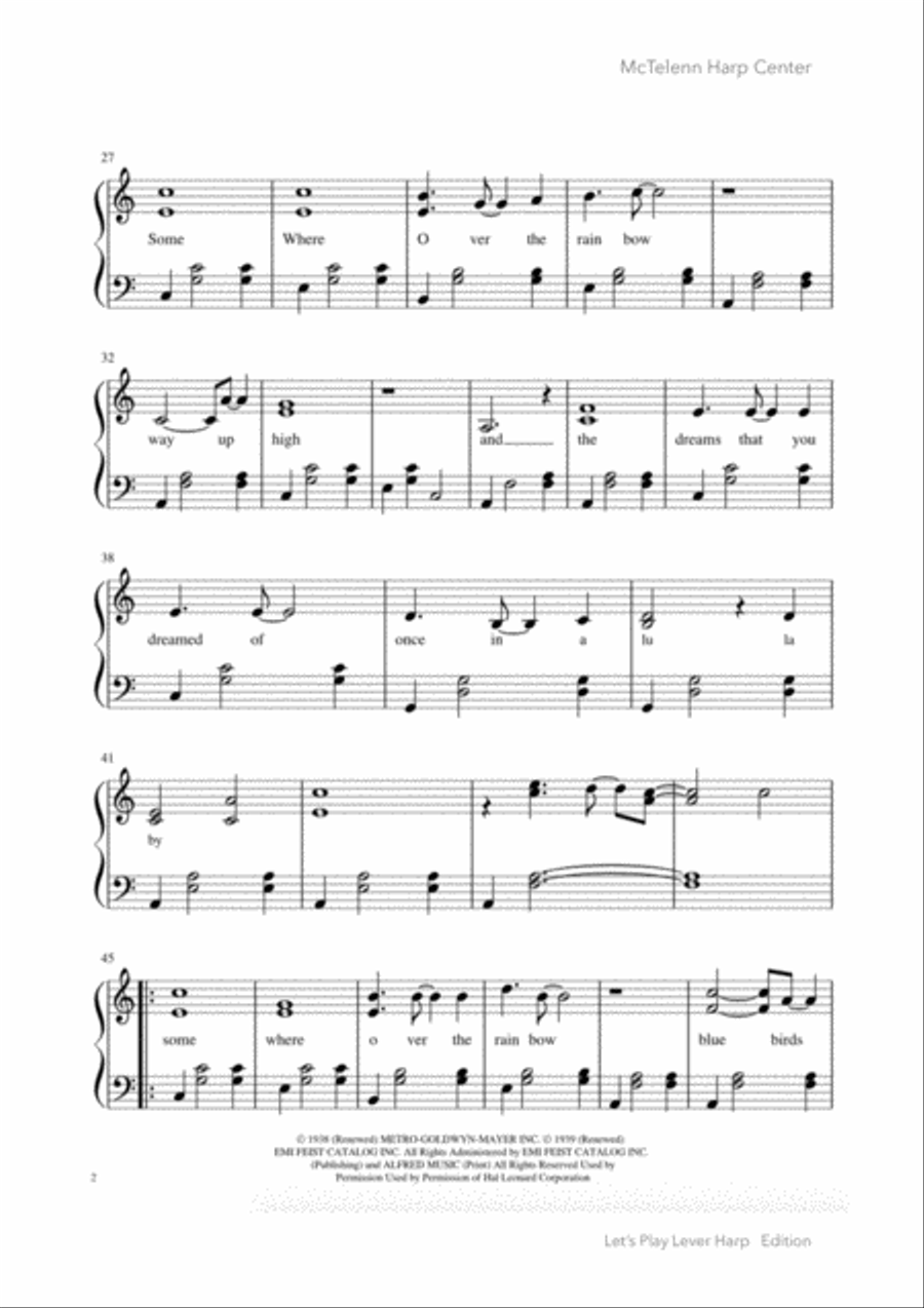 Over The Rainbow (from The Wizard Of Oz) Harp scores gallery preview page 5
