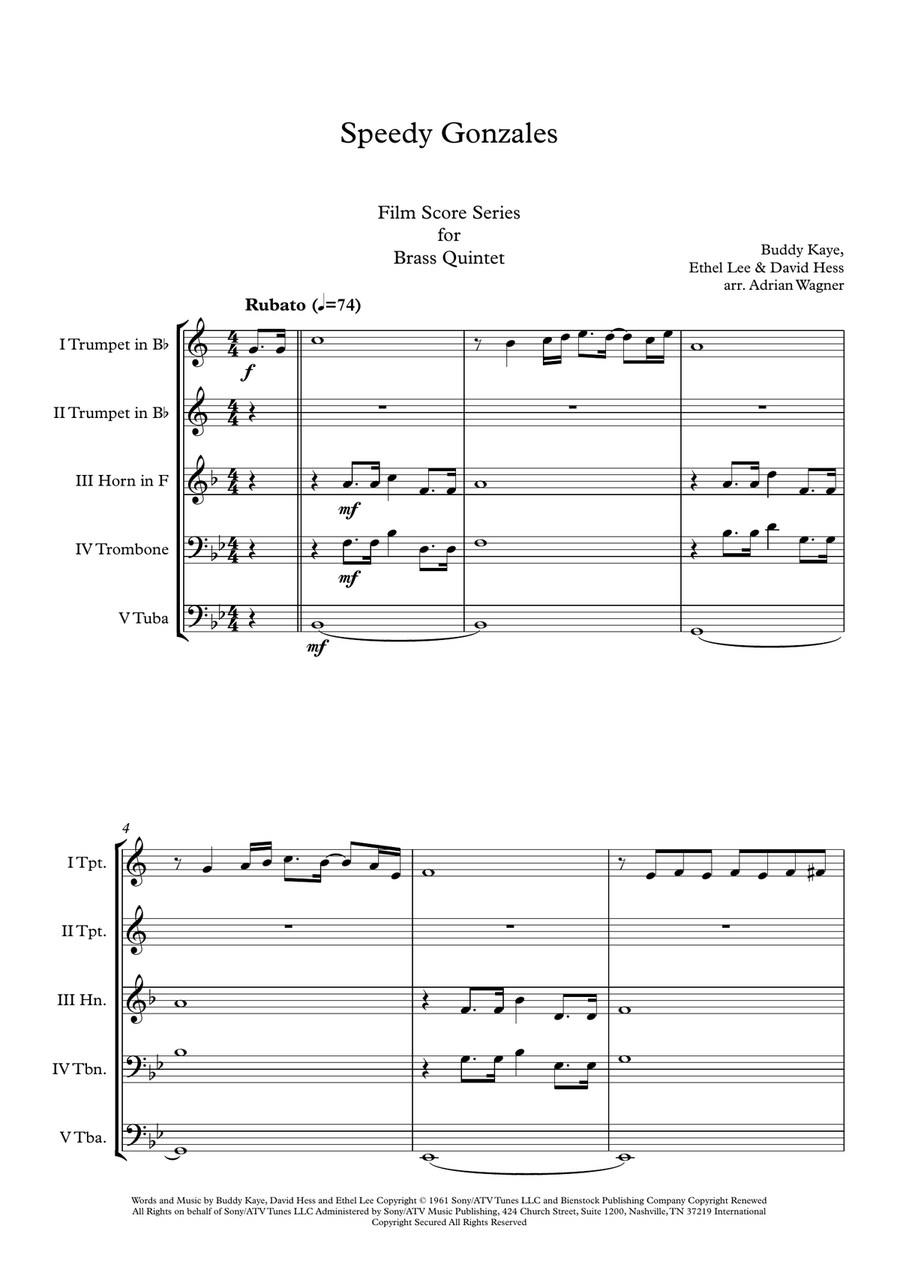 Speedy Gonzales Brass Quintet scores gallery preview page 3