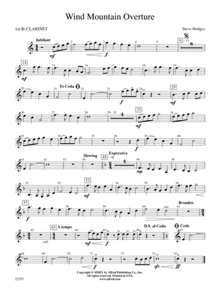 Wind Mountain Overture: 1st B-flat Clarinet