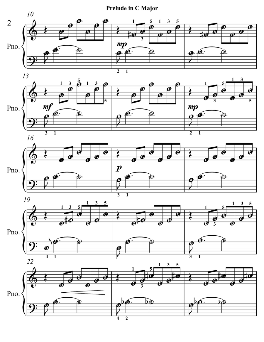 Prelude in C Major BWV 846 Easy Piano Sheet Music Easy Piano scores gallery preview page 3