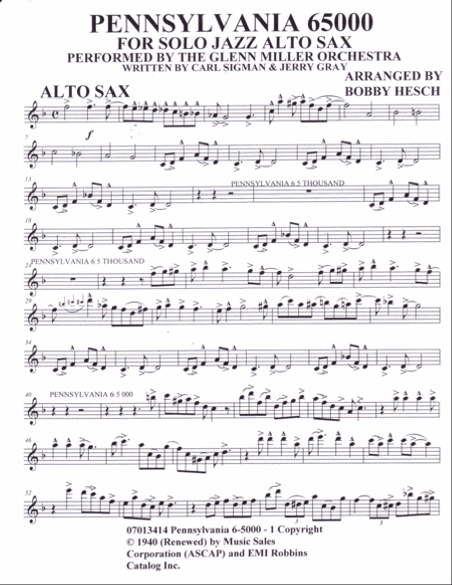 Pennsylvania 6-5000 Pennsylvania 6-5000 Alto Saxophone scores gallery preview page 2