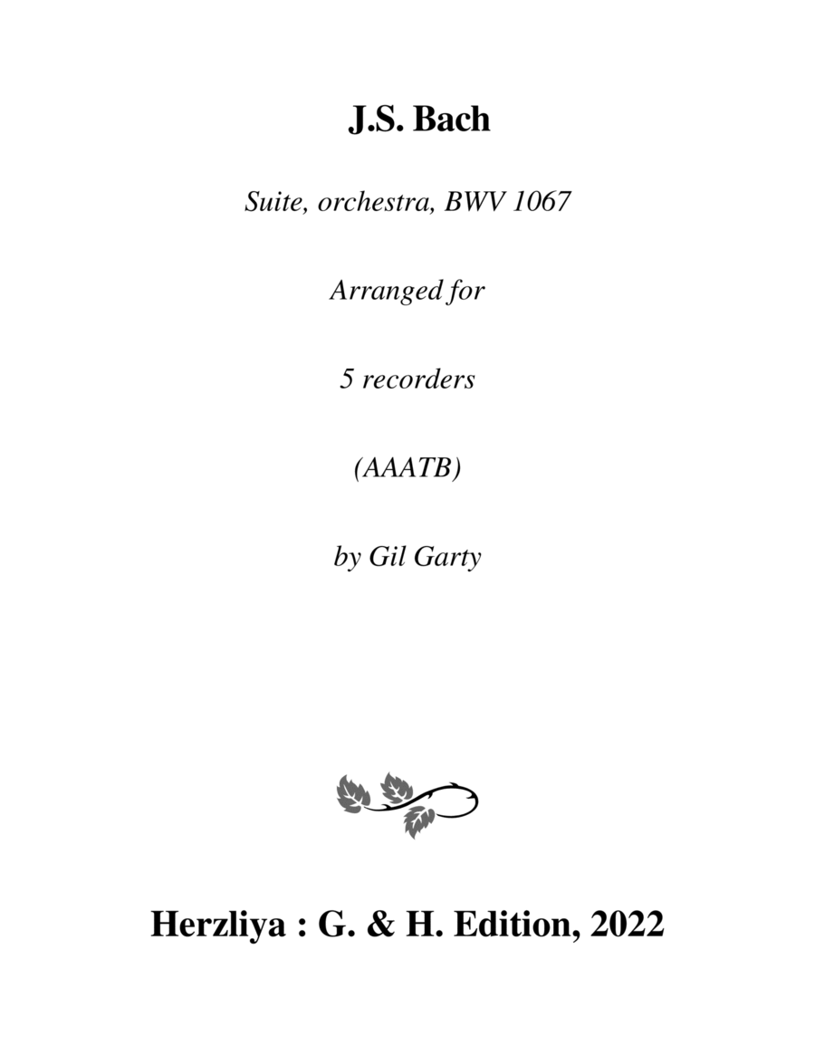 Suite for orchestra no.2, BWV 1067 (arrangement for 5 recorders) Recorder scores gallery preview page 1