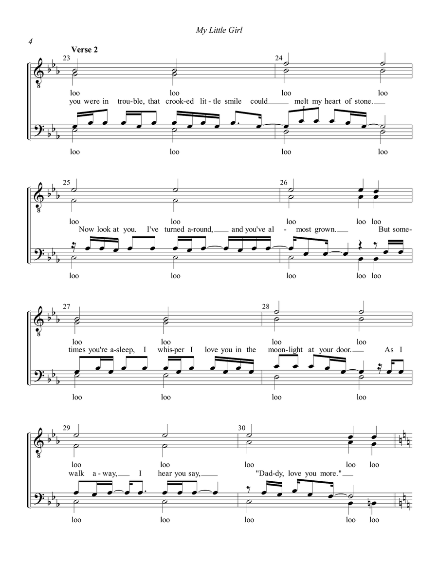 My Little Girl TTBB scores gallery preview page 4
