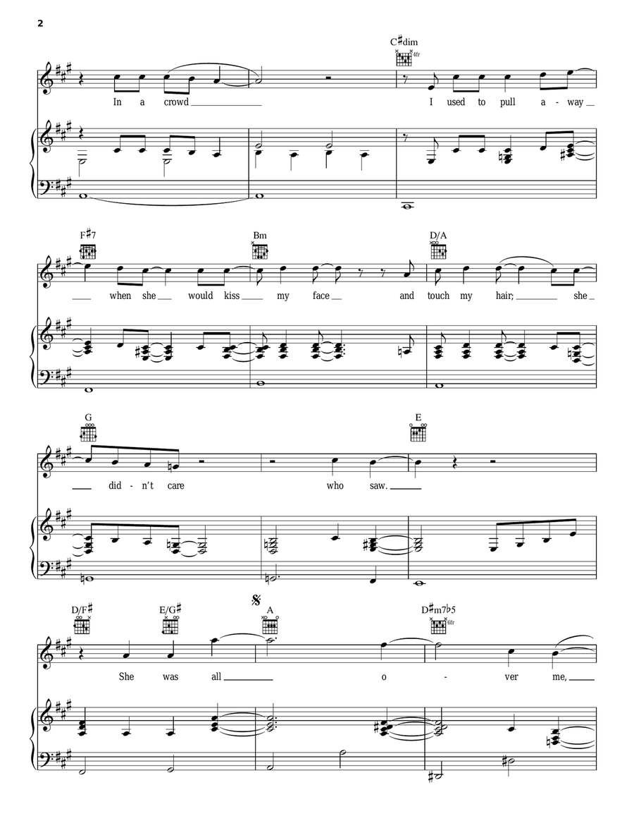 All Over Me All Over Me Piano, Vocal, Guitar scores gallery preview page 2