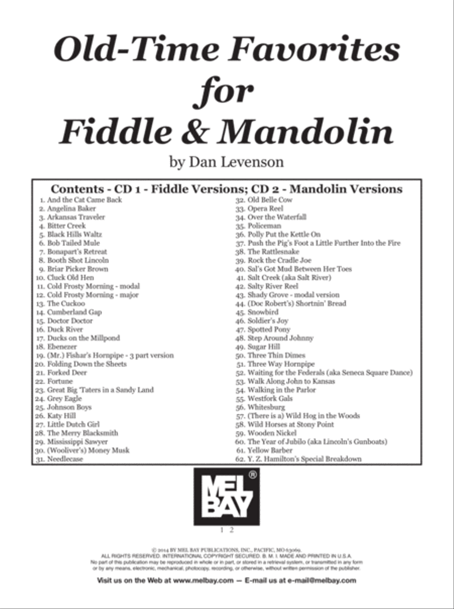 Old-Time Favorites for Fiddle and Mandolin Violin scores gallery preview page 3