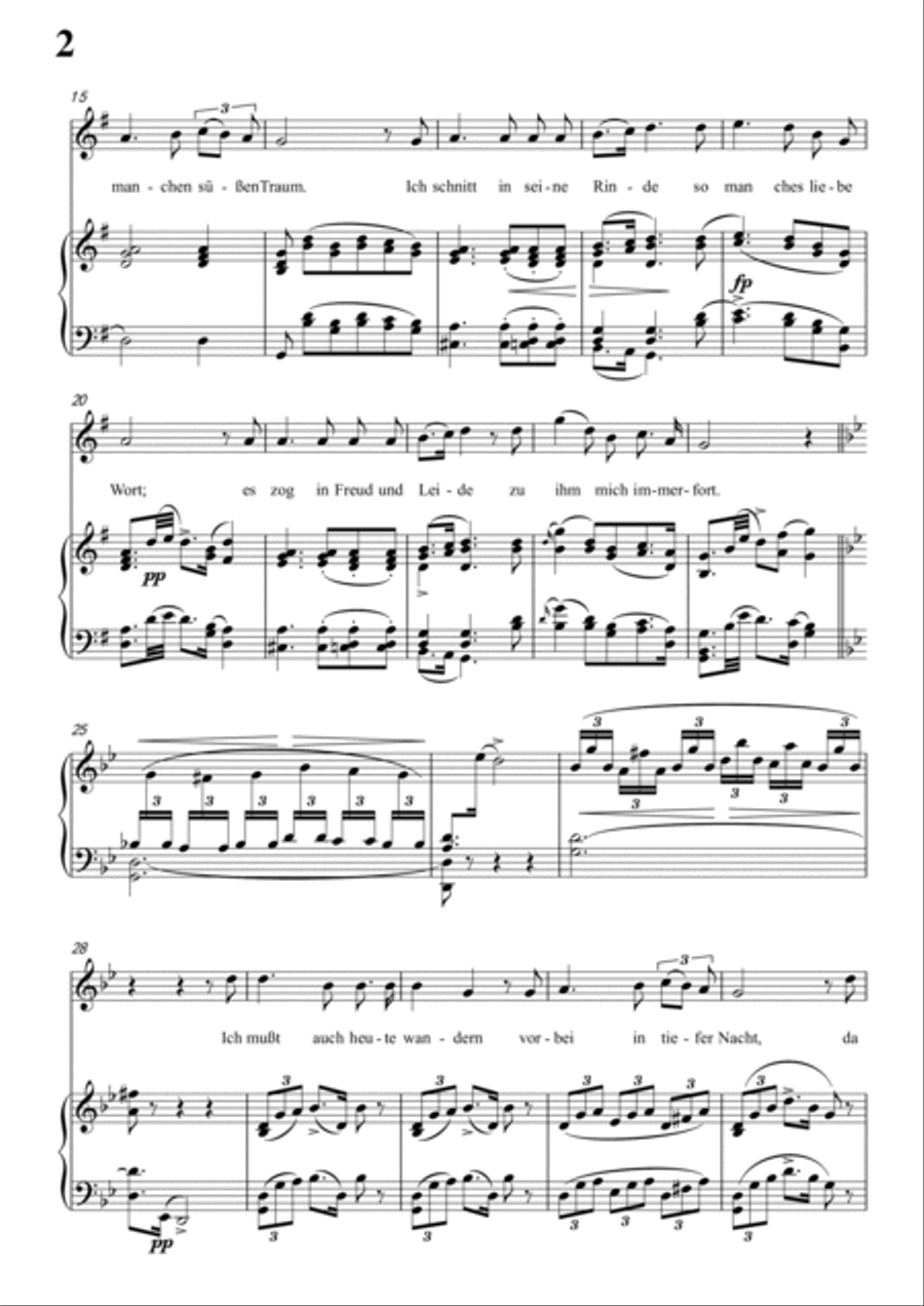 Schubert-Der Lindenbaum,Op.89,No.5 in G for Vocal and Piano Voice scores gallery preview page 3
