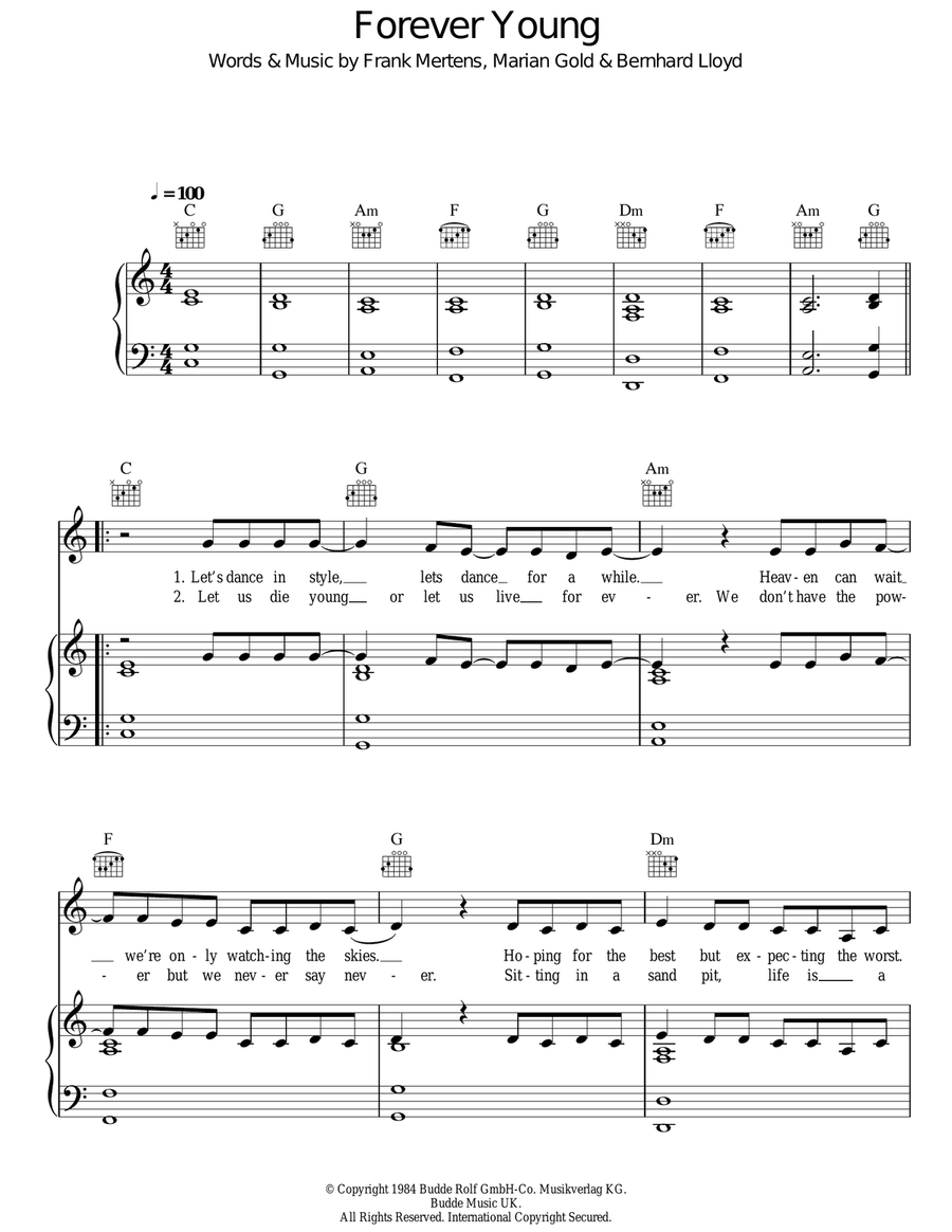 Forever Young Acoustic Guitar scores gallery preview page 1