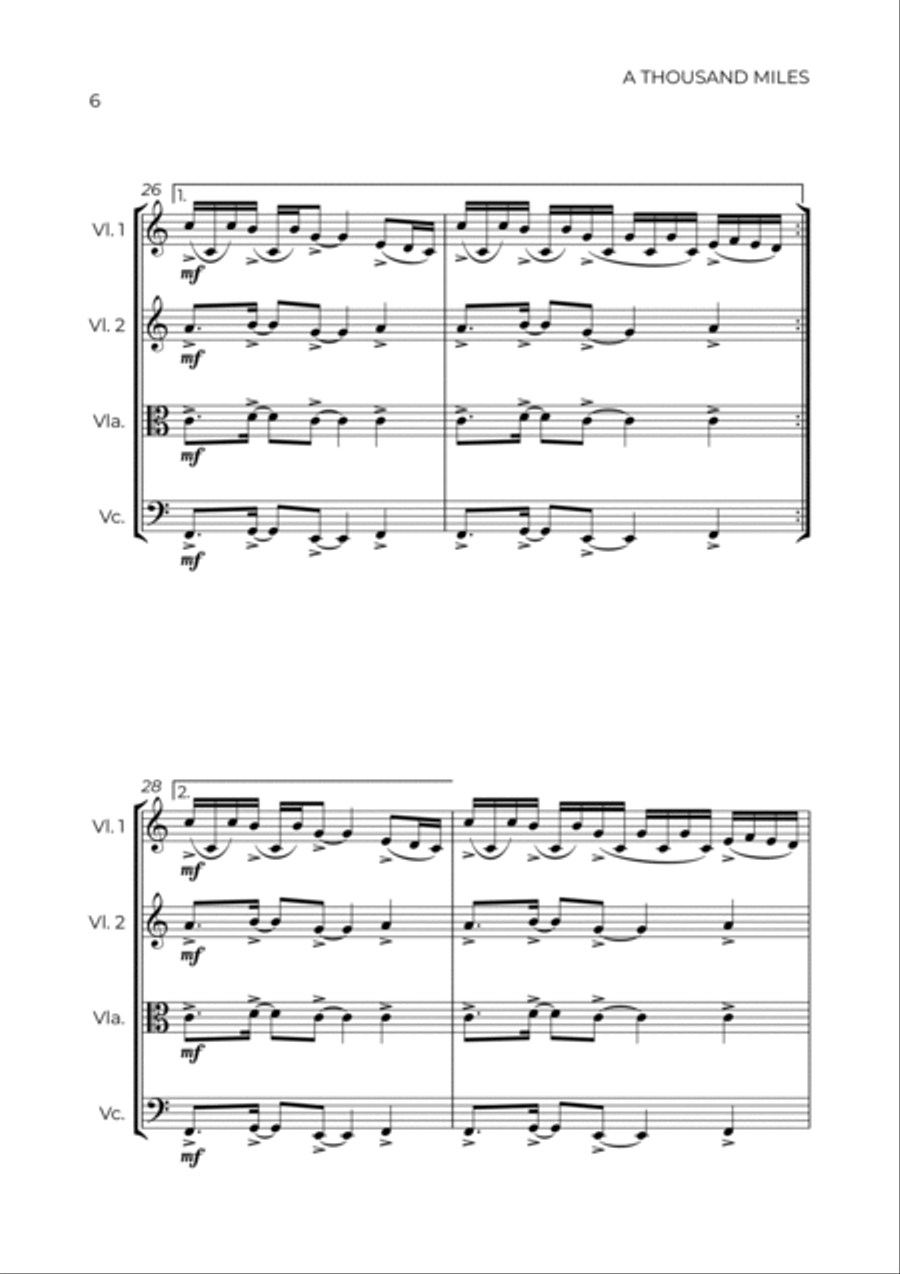 A Thousand Miles String Quartet scores gallery preview page 6
