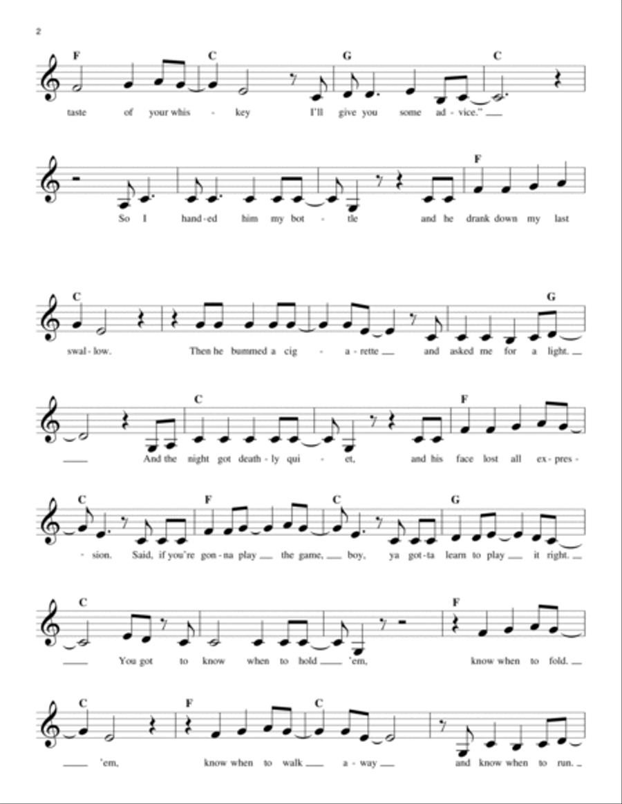 The Gambler Piano scores gallery preview page 2