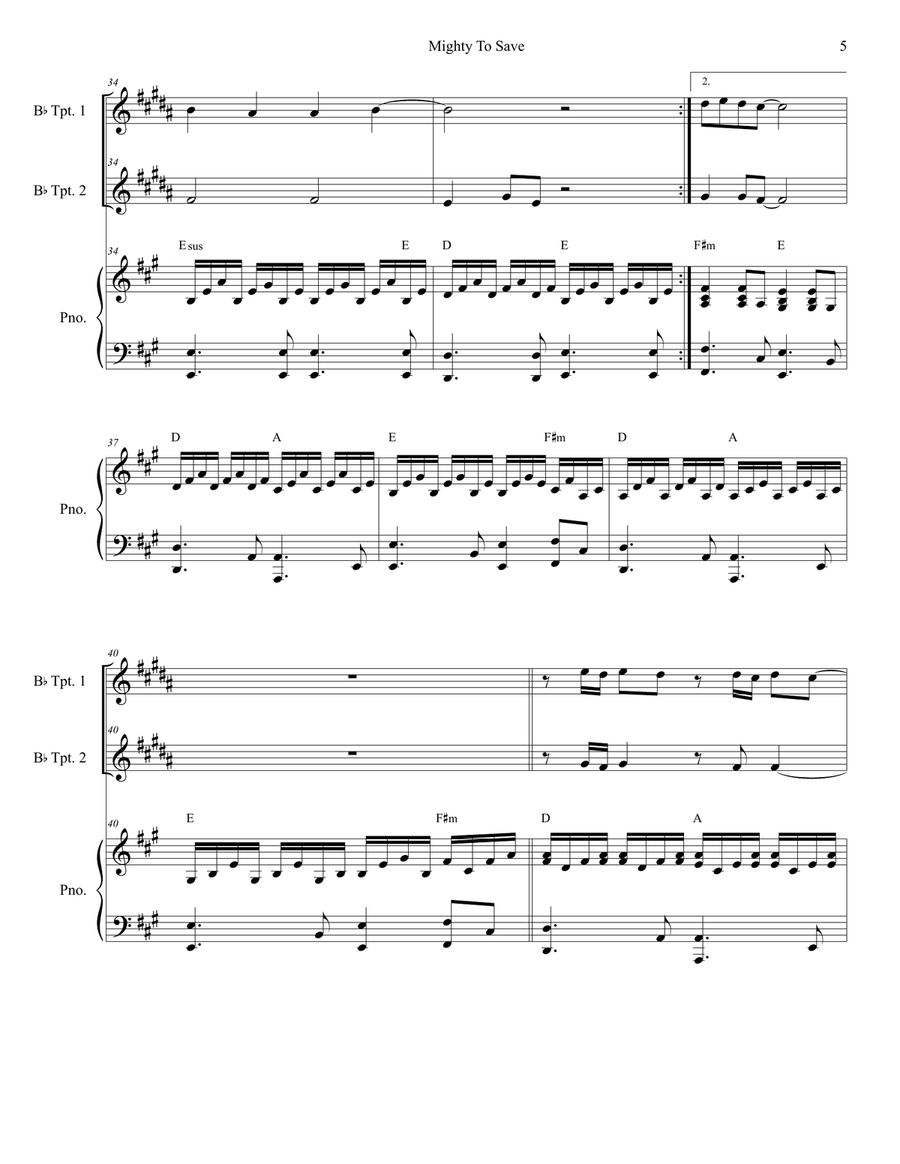 Mighty To Save Trumpet Duet scores gallery preview page 5