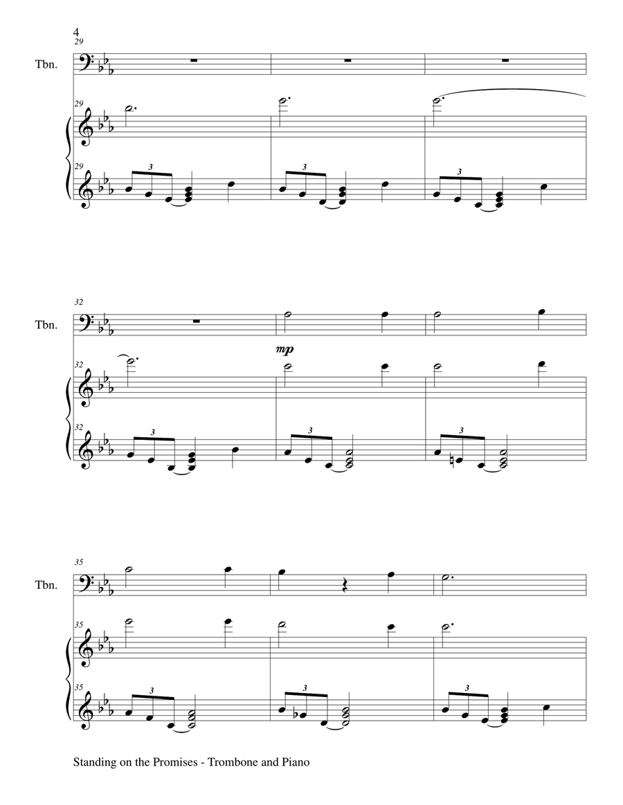 STANDING ON THE PROMISES (Trombone/Piano and Trombone Part) Piano scores gallery preview page 5