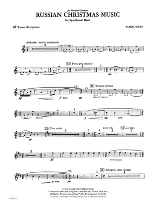 Russian Christmas Music: B-flat Tenor Saxophone
