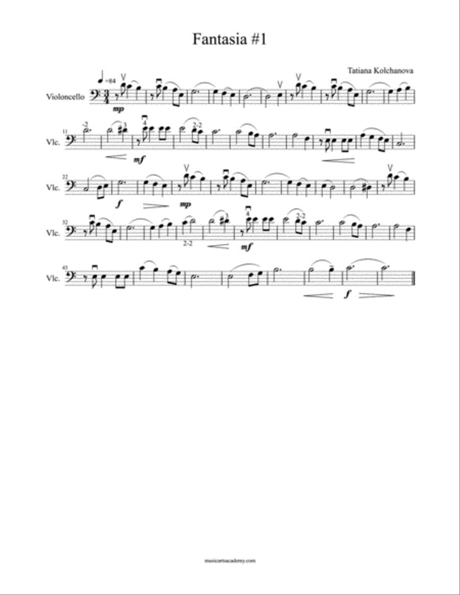 Fantasia #1+ Preparatory Exercises, early intermediate level.