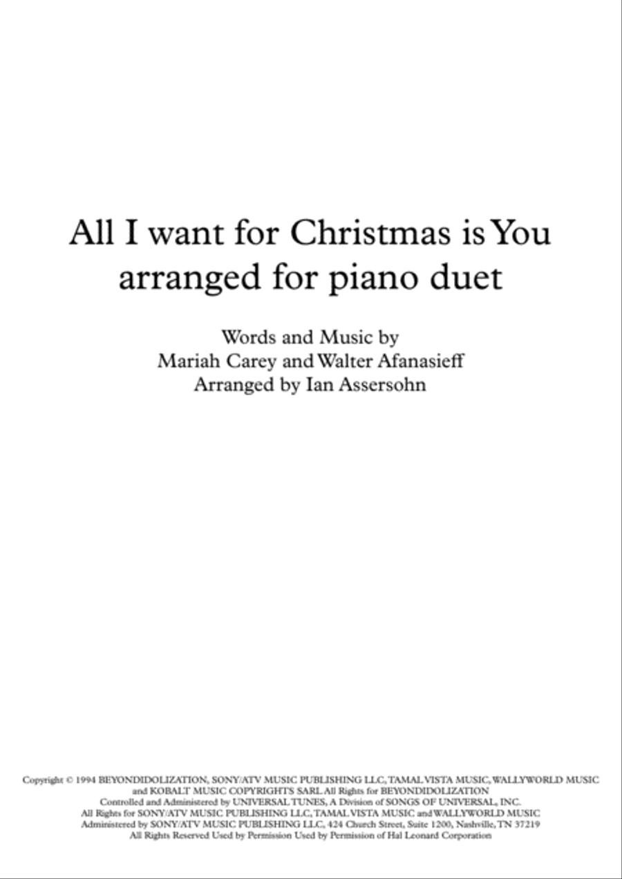 All I Want For Christmas Is You Piano scores gallery preview page 1