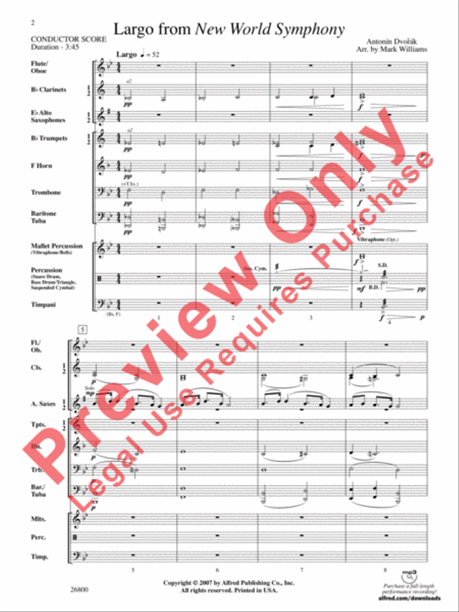 Largo from New World Symphony Concert Band scores gallery preview page 3