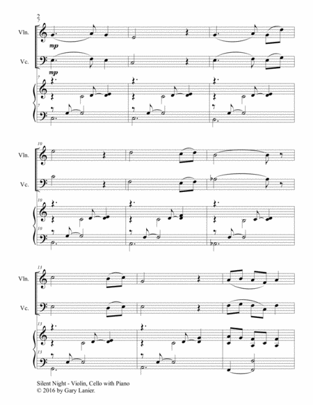 Gary Lanier: SILENT NIGHT (Piano Trio – Violin, Cello & Piano with Score & Parts) image number null