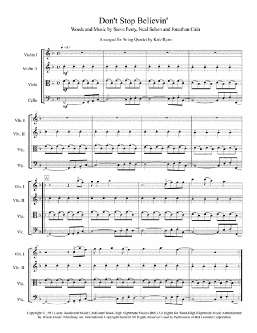 Don't Stop Believin' Don't Stop Believin' String Quartet scores gallery preview page 2
