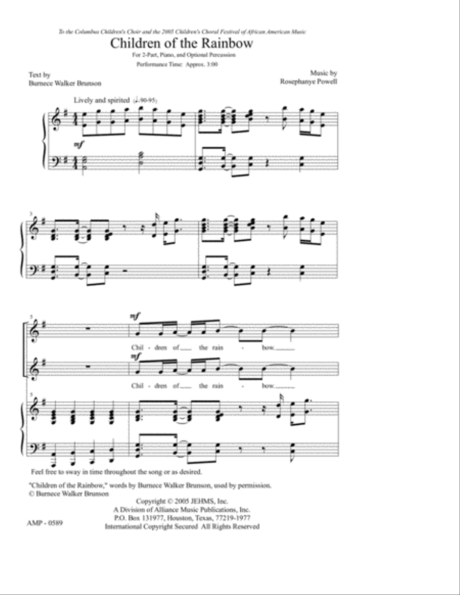 Children of the Rainbow SA scores gallery preview page 2