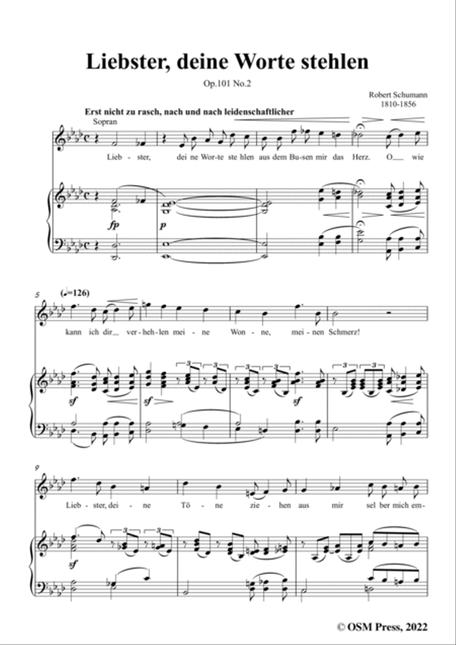 Schumann-Liebster,deine Worte stehlen,Op.101 No.2,in A flat Major Voice scores gallery preview page 3