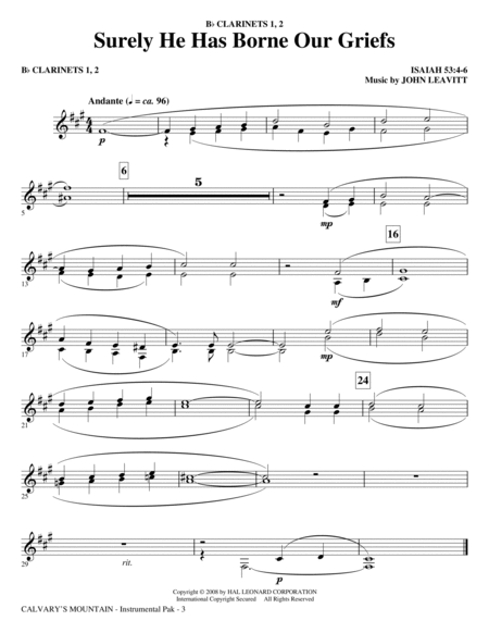 Calvary's Mountain - Bb Clarinet 1,2