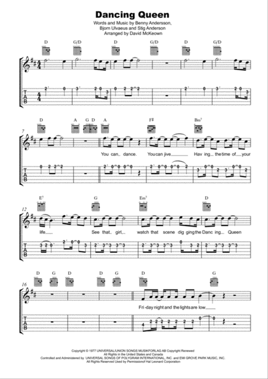 Dancing Queen Electric Guitar scores gallery preview page 1
