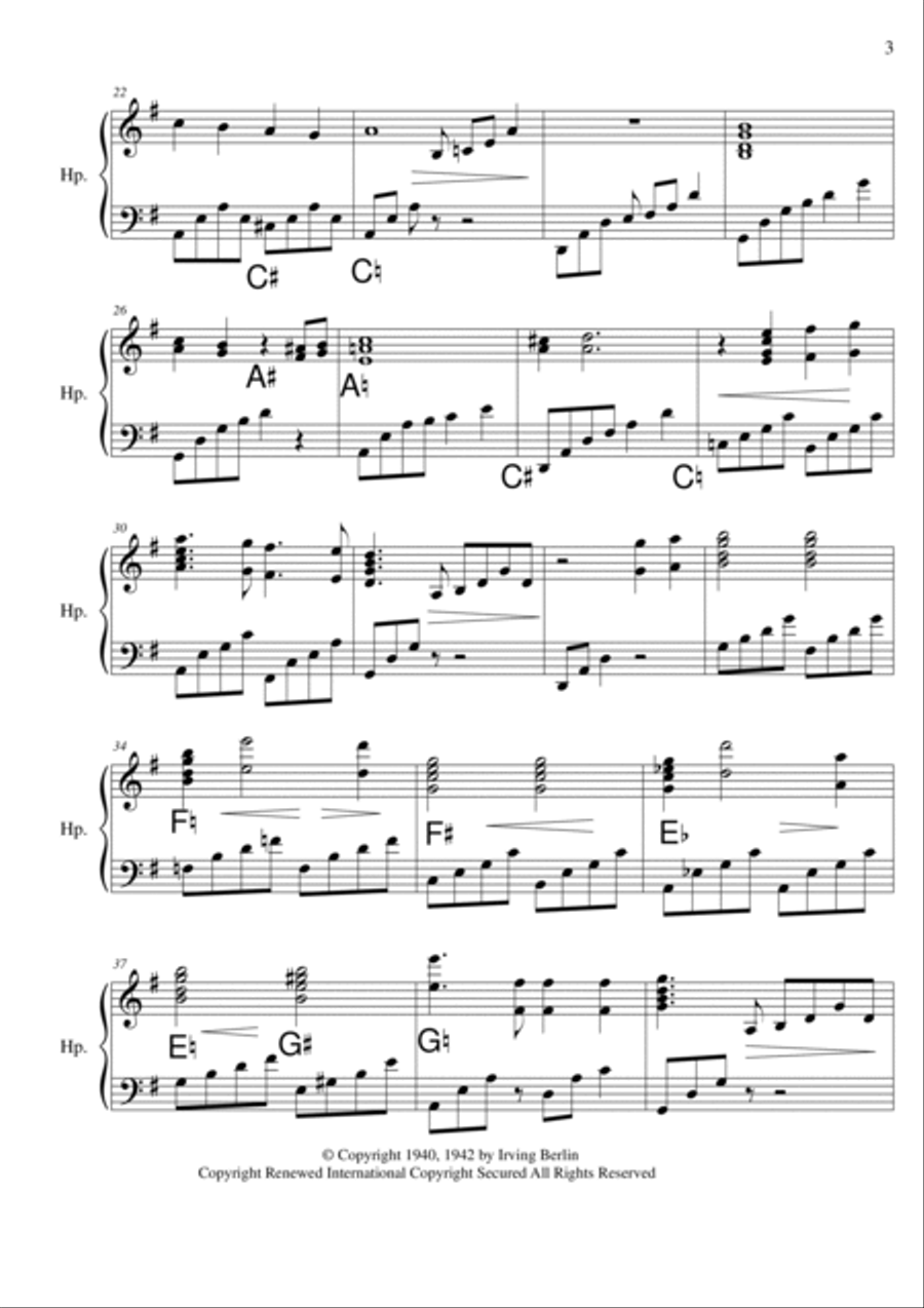 White Christmas Pedal Harp scores gallery preview page 3