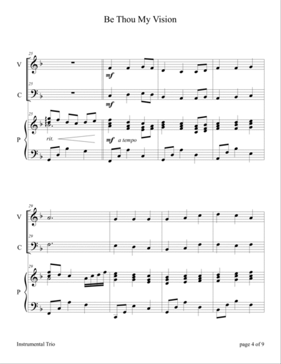 Be Thou My Vision (Violin and Cello Duet with Piano Accompaniment) Piano Trio scores gallery preview page 6
