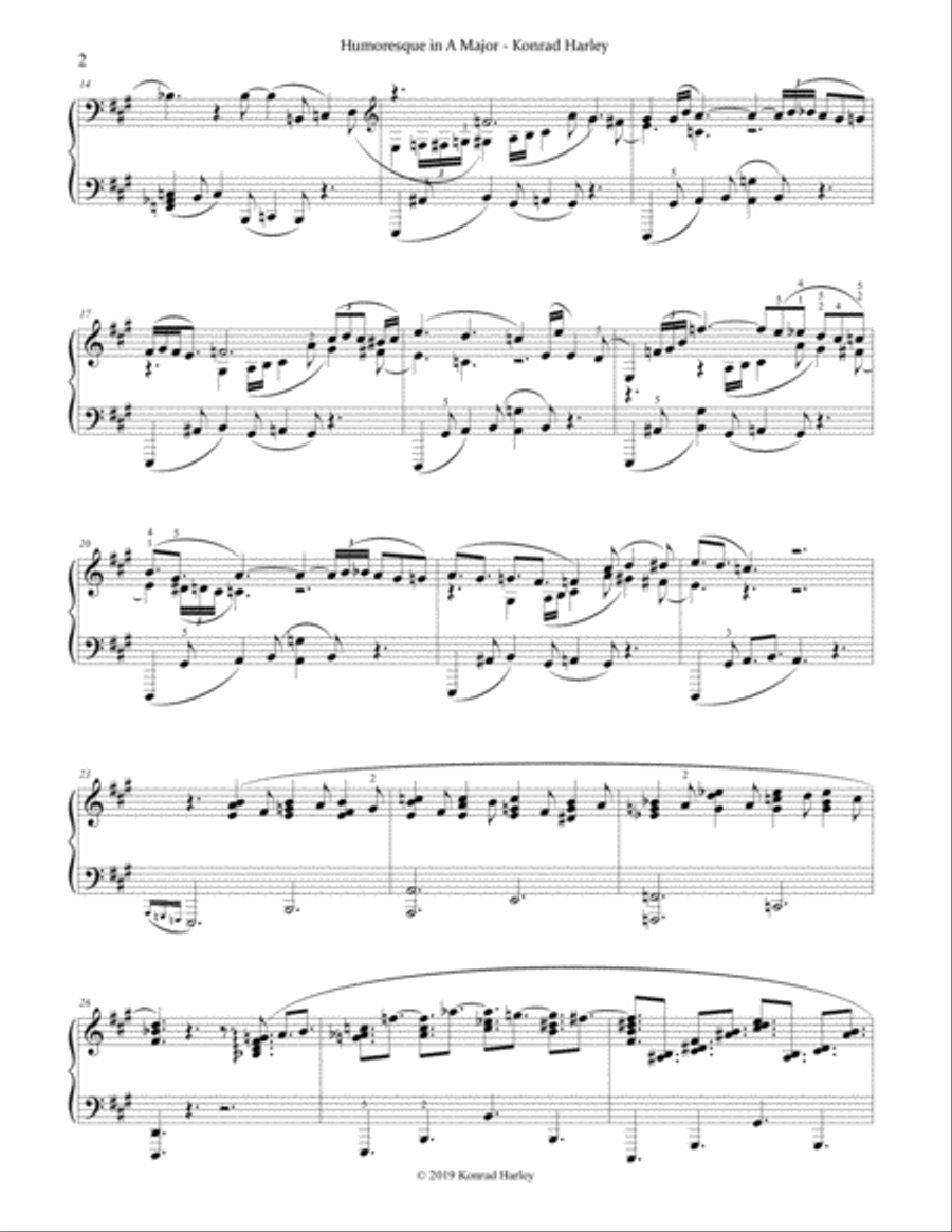Humoresque in A Major (Leaf Nodes in a Binary Tree) Piano Solo scores gallery preview page 2
