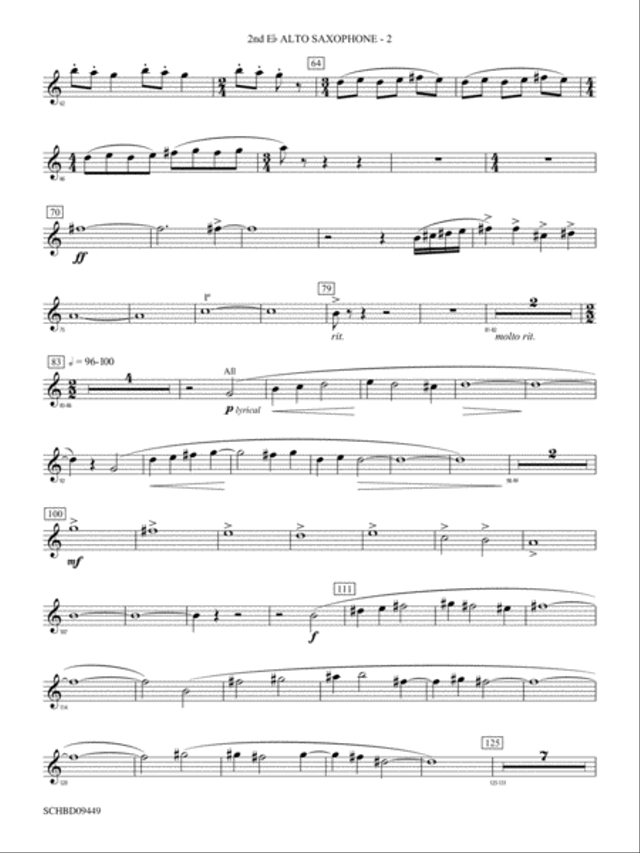 Psalm 46: 2nd E-flat Alto Saxophone Concert Band scores gallery preview page 2