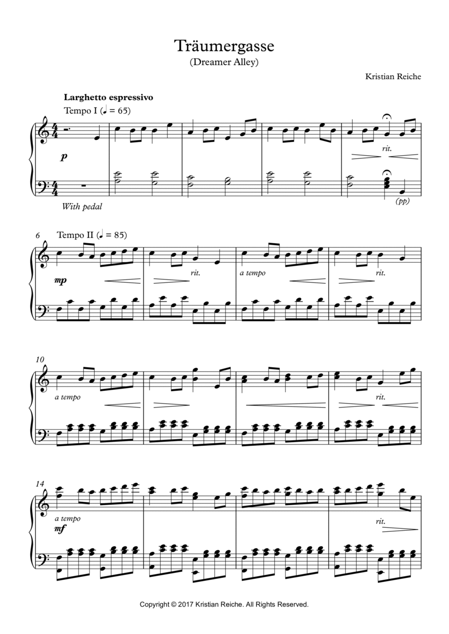 Träumergasse (Dreamer Alley) Piano Solo scores gallery preview page 1