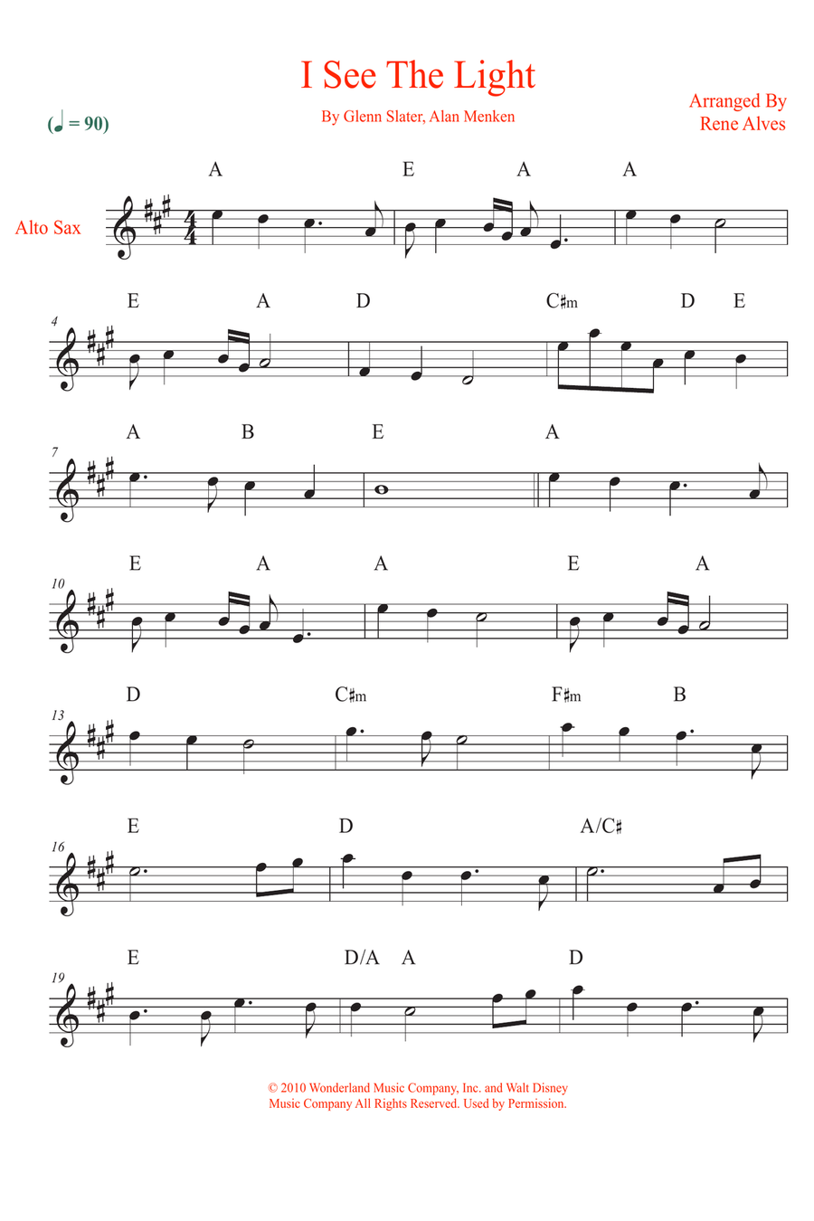 I See The Light Alto Saxophone scores gallery preview page 1