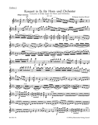 Concerto for Horn and Orchestra, No. 4 E flat major, KV 495
