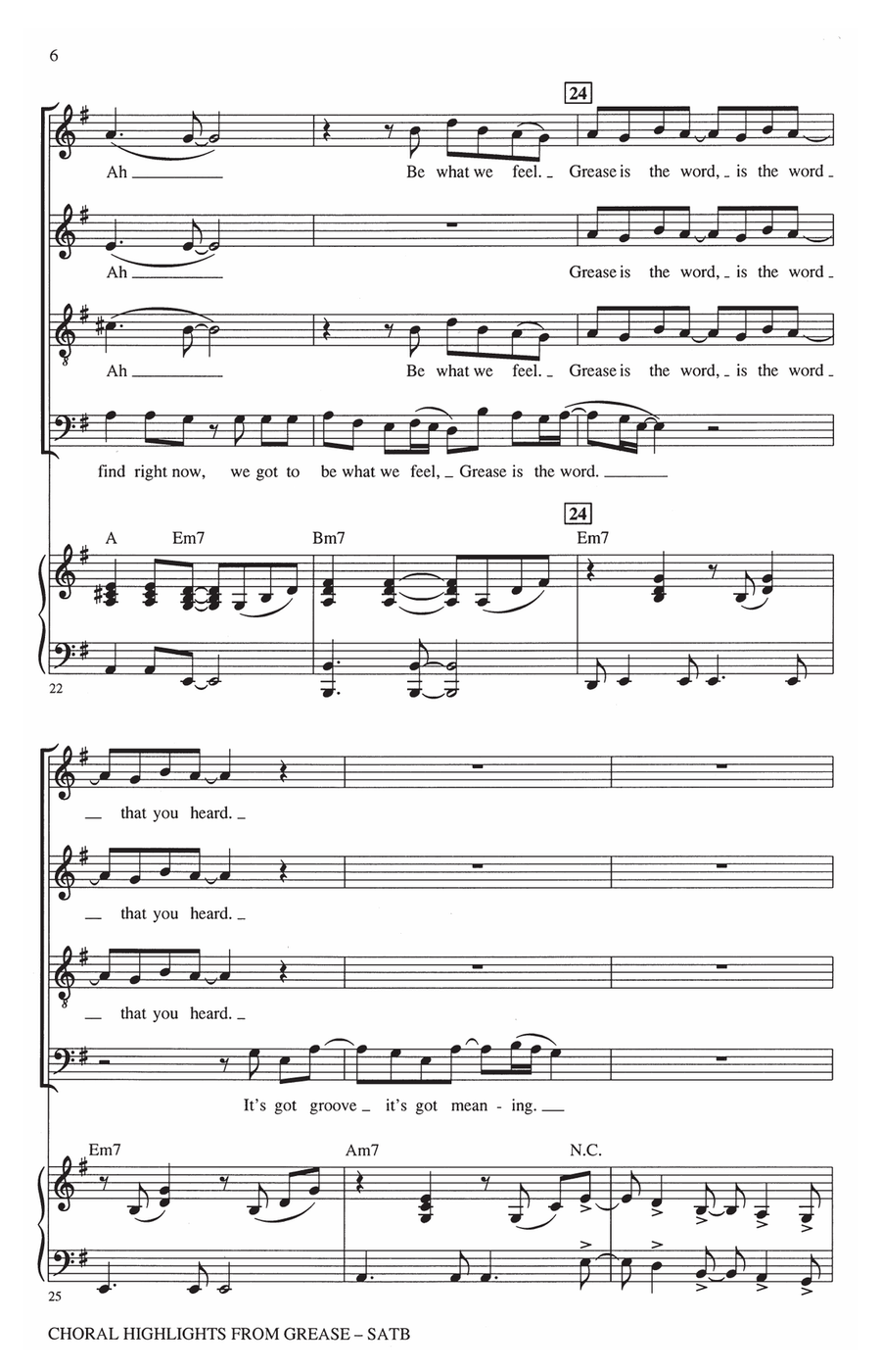 Choral Highlights from Grease 4-Part scores gallery preview page 5