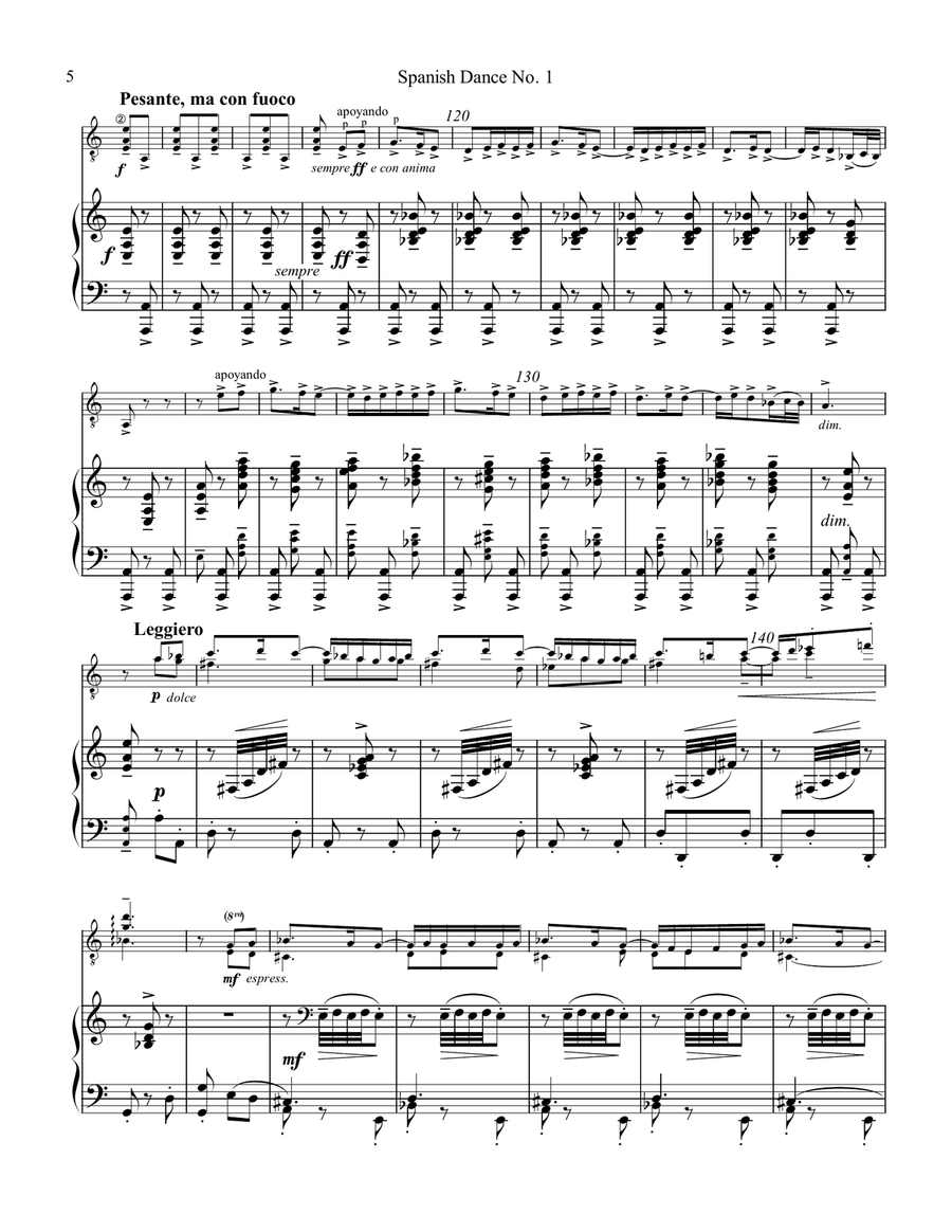 Spanish Dance No. 1, Danza from La vida breve for guitar and piano Acoustic Guitar scores gallery preview page 6