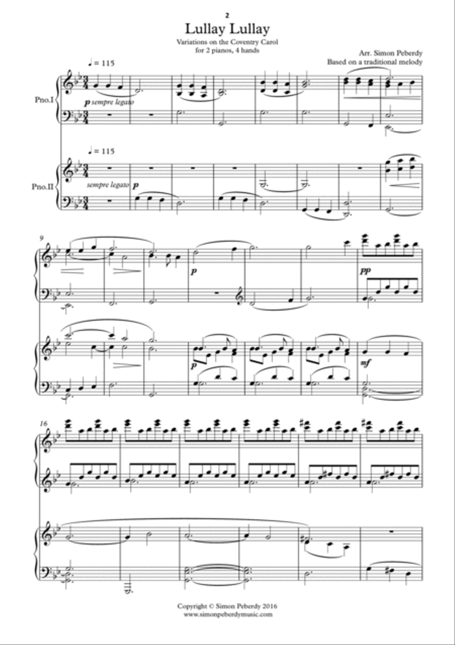 Christmas Carol Variations for 2 pianos, 4 hands, Book 2, A second collection of 10 by Simon Peberdy image number null