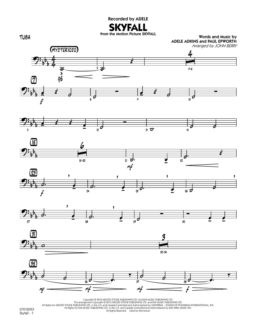 Skyfall - Tuba Skyfall - Tuba Jazz Ensemble scores gallery preview page 1