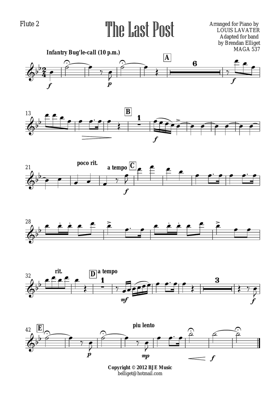 The Last Post - Solo Trumpet with Concert Band - Score and Parts PDF Concert Band scores gallery preview page 4