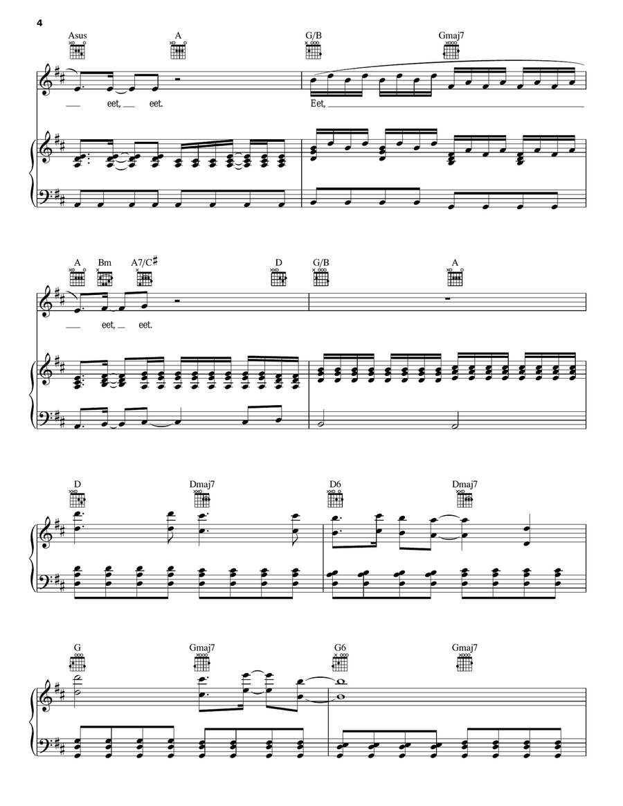 Eet Piano, Vocal, Guitar scores gallery preview page 4