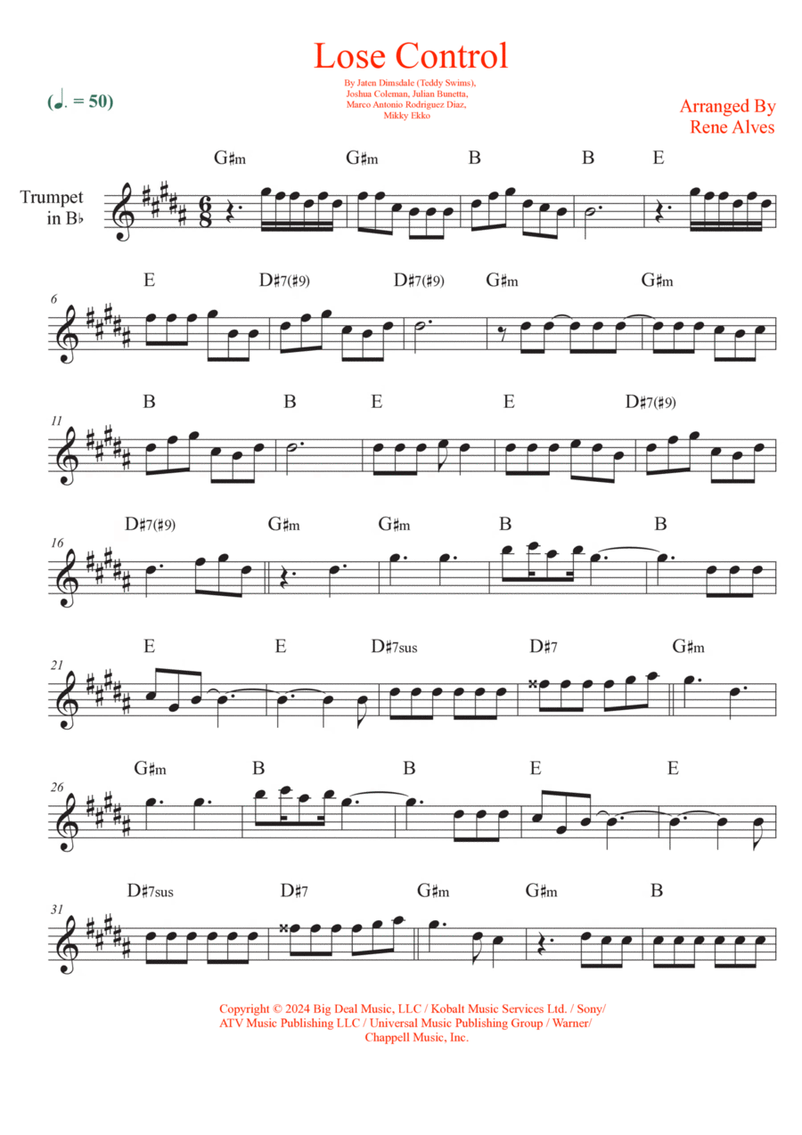 Lose Control B-Flat Trumpet scores gallery preview page 1