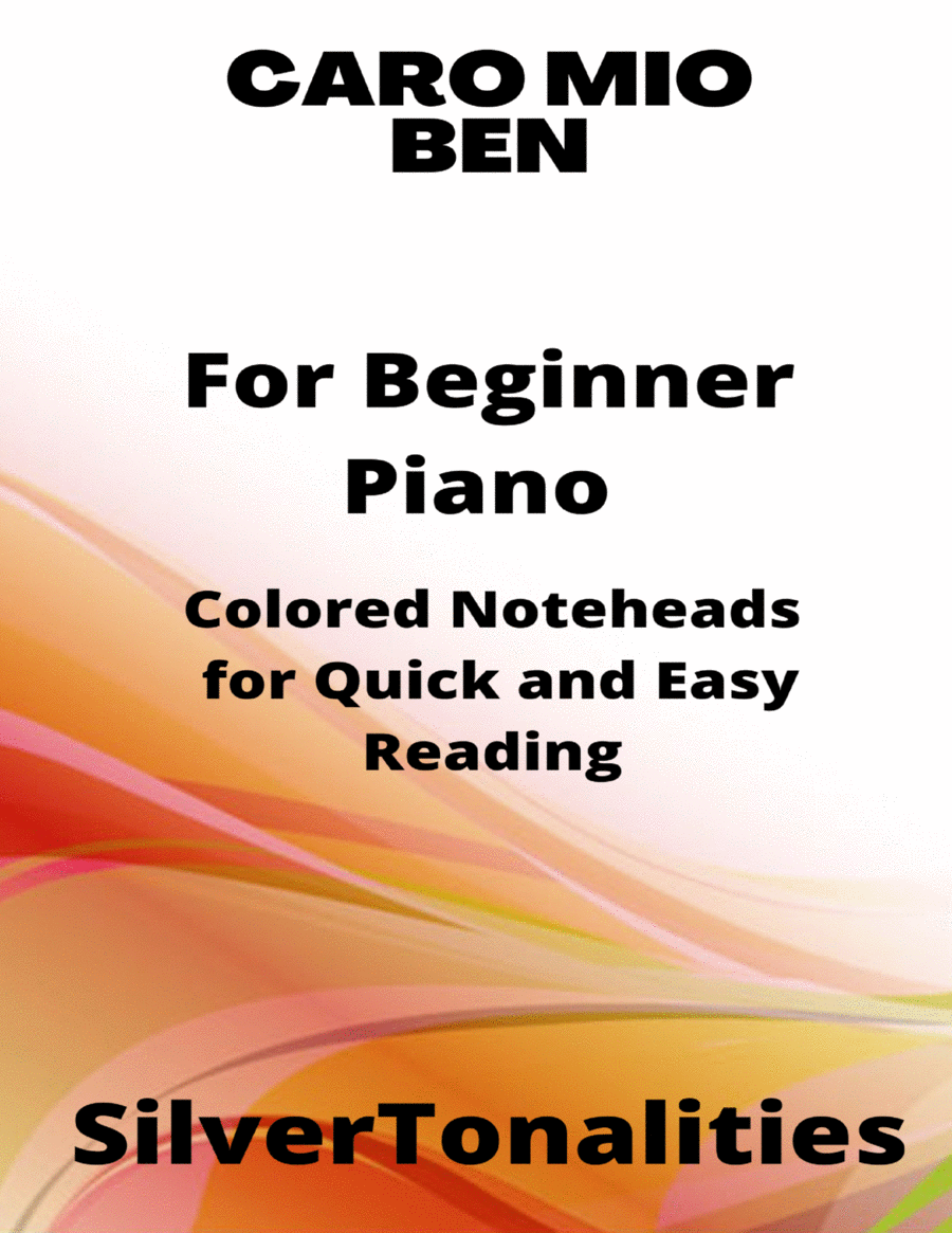 Caro Mio Ben Beginner Piano Sheet Music with Colored Notes