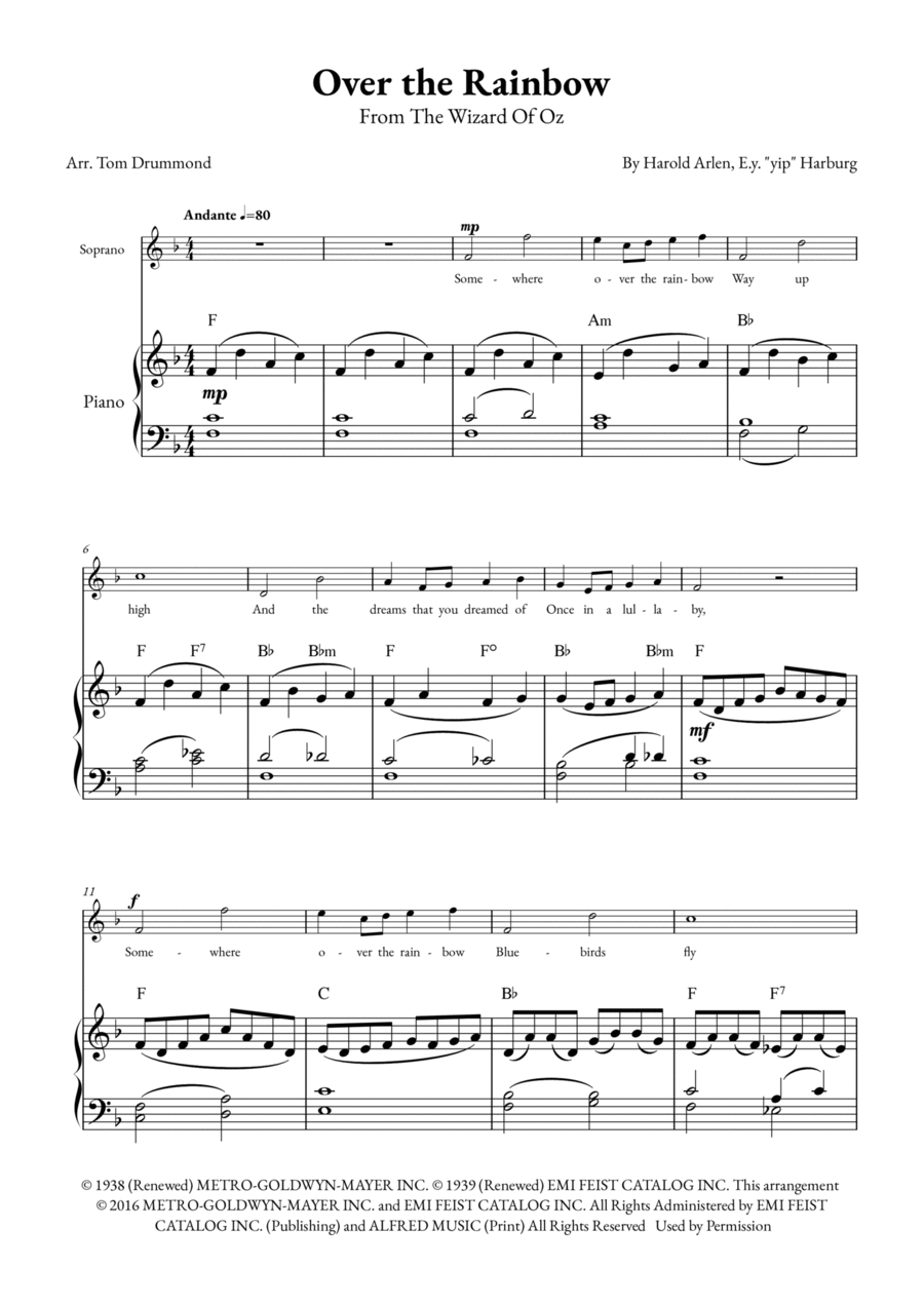 Over The Rainbow Voice scores gallery preview page 1