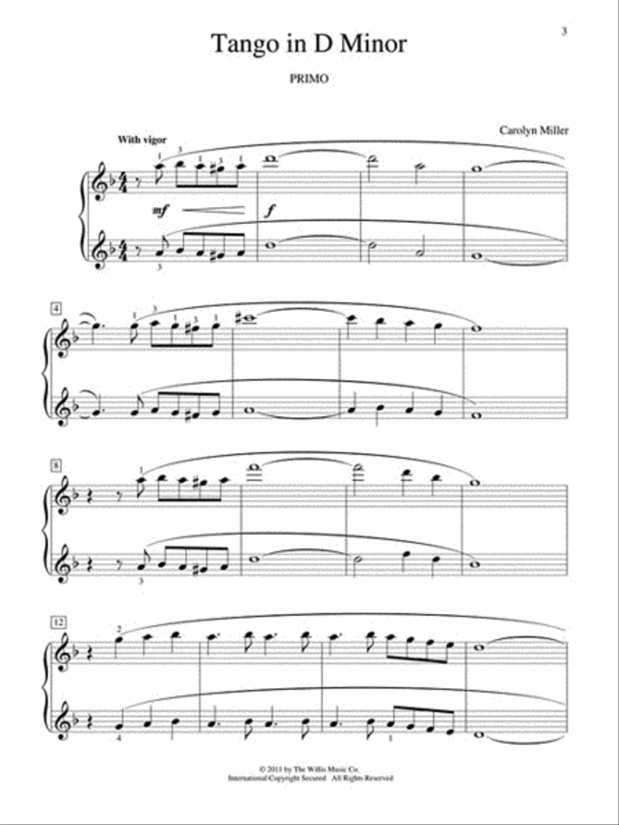 Tango in D Minor 1 Piano, 4-Hands scores gallery preview page 3