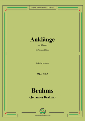 Book cover for Brahms-Anklange,Op.7 No.3,from 6 Songs,in f sharp minor