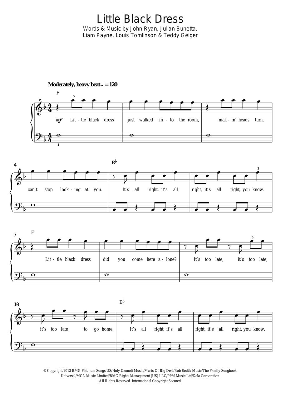 Little Black Dress Piano, Vocal, Guitar scores gallery preview page 1