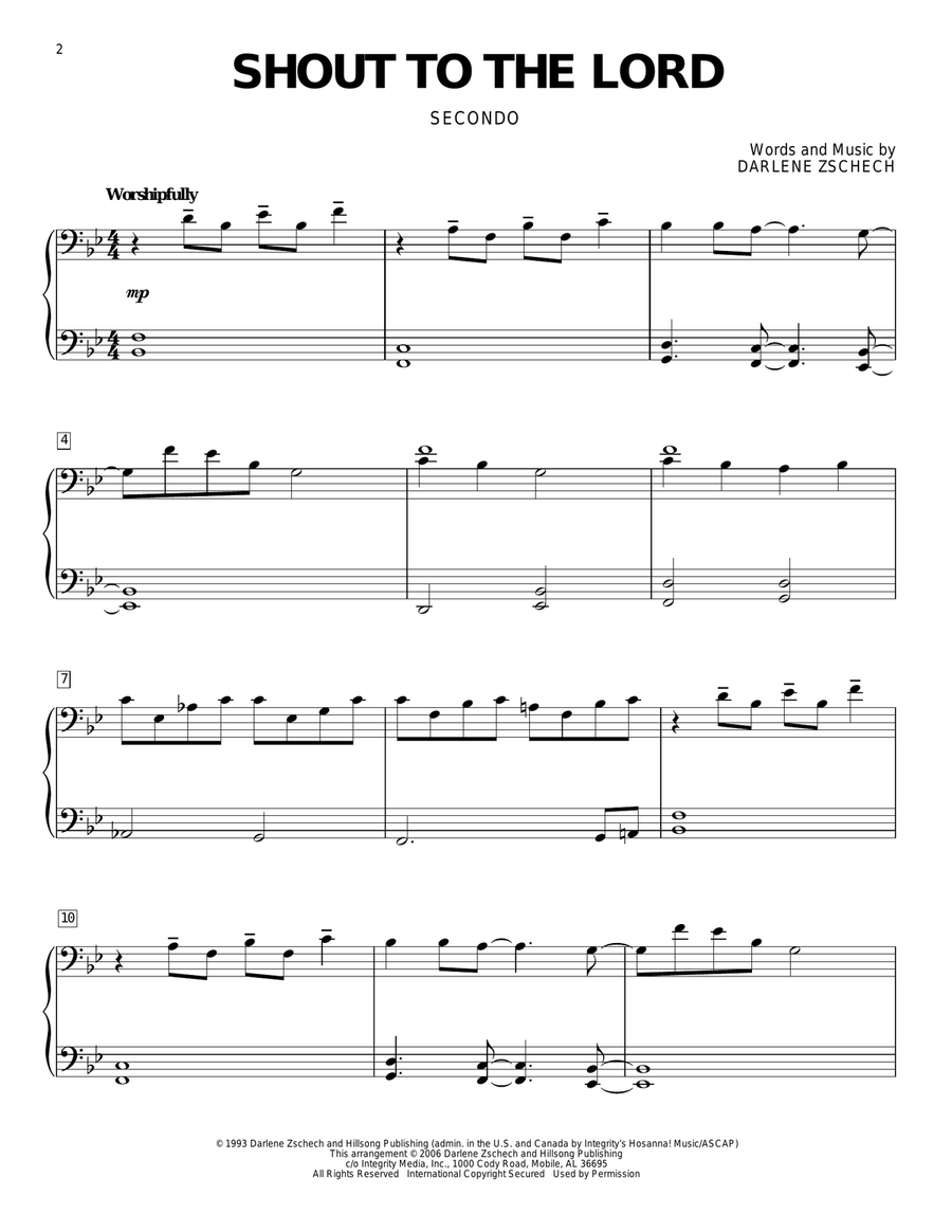 Shout To The Lord Shout To The Lord Piano Duet scores gallery preview page 1
