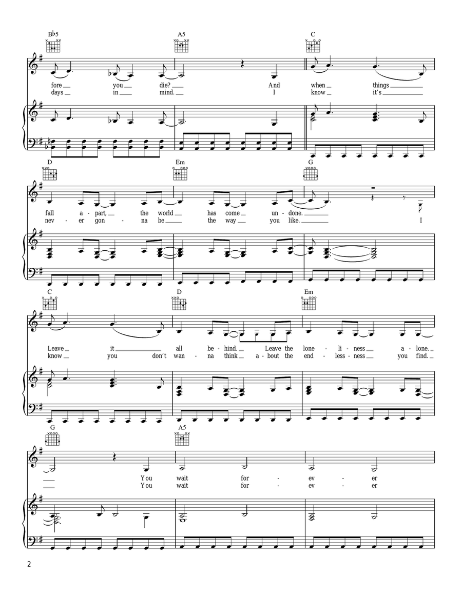 Days Go By Piano, Vocal, Guitar scores gallery preview page 2