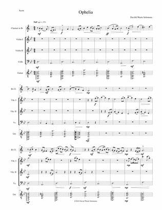 Ophelia for clarinet, 2 violins, cello and guitar