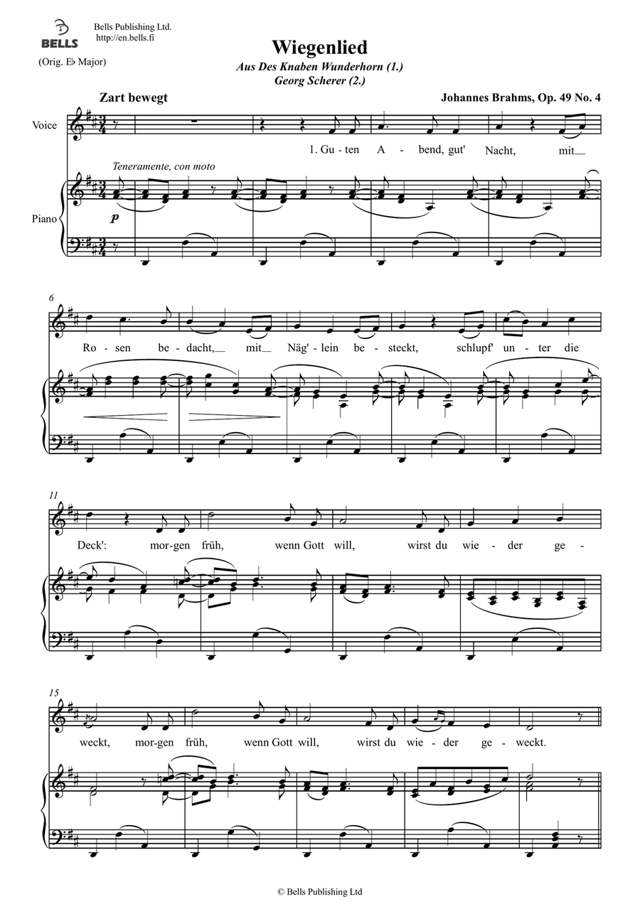 Wiegenlied, Op. 49 No. 4 (D Major)